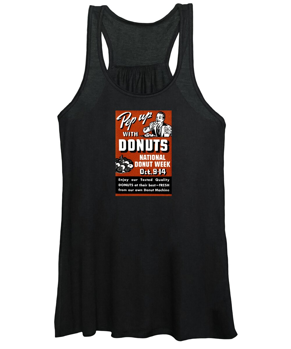 Vintage Women's Tank Top featuring the painting 1941 Pep Up with Donuts by Historic Image