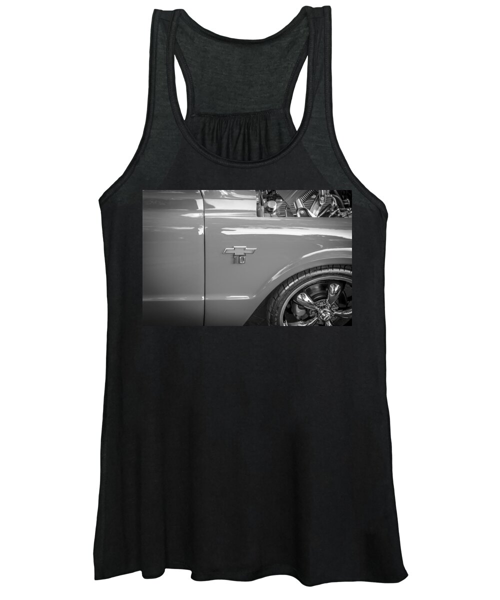 1967 Chevy Women's Tank Top featuring the photograph 1967 Chevy Silverado Pick up Truck BW by Rich Franco