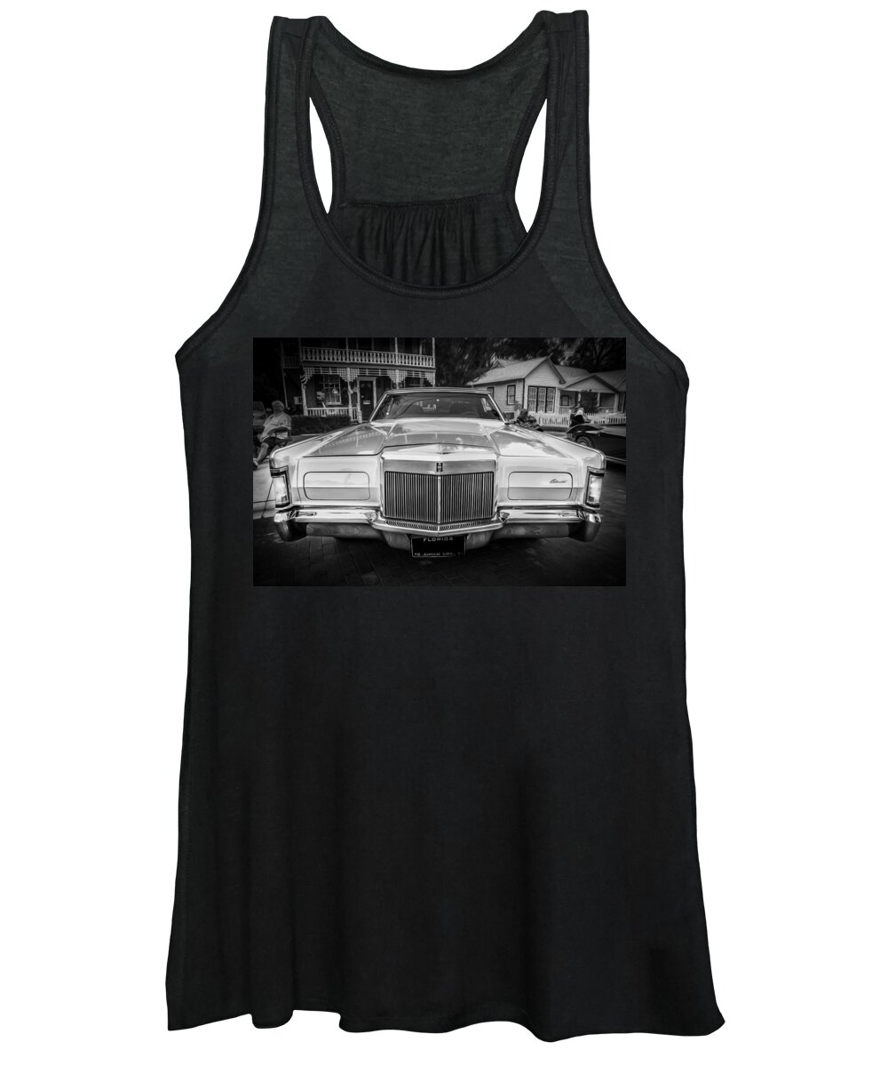 1971 Lincoln Women's Tank Top featuring the photograph 1971 Lincoln Continental Mark III Painted BW by Rich Franco