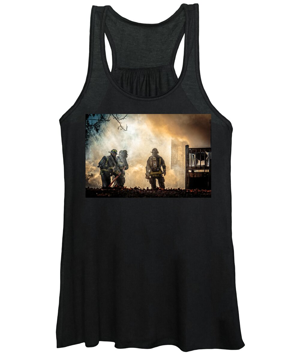 Fire Women's Tank Top featuring the photograph Firefighters #2 by Everet Regal