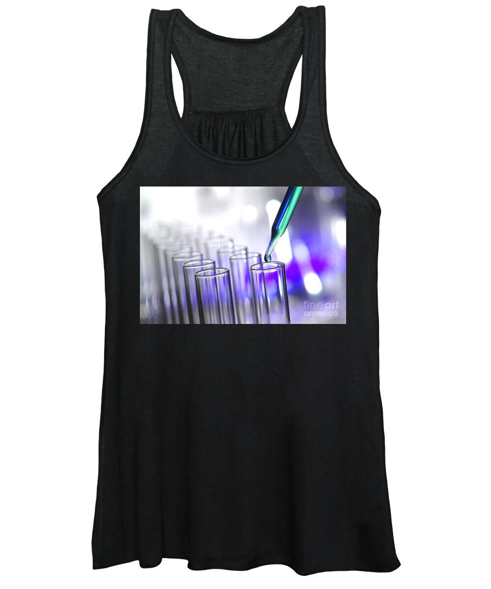 Test Women's Tank Top featuring the photograph Laboratory Test Tubes in Science Research Lab #2 by Science Research Lab