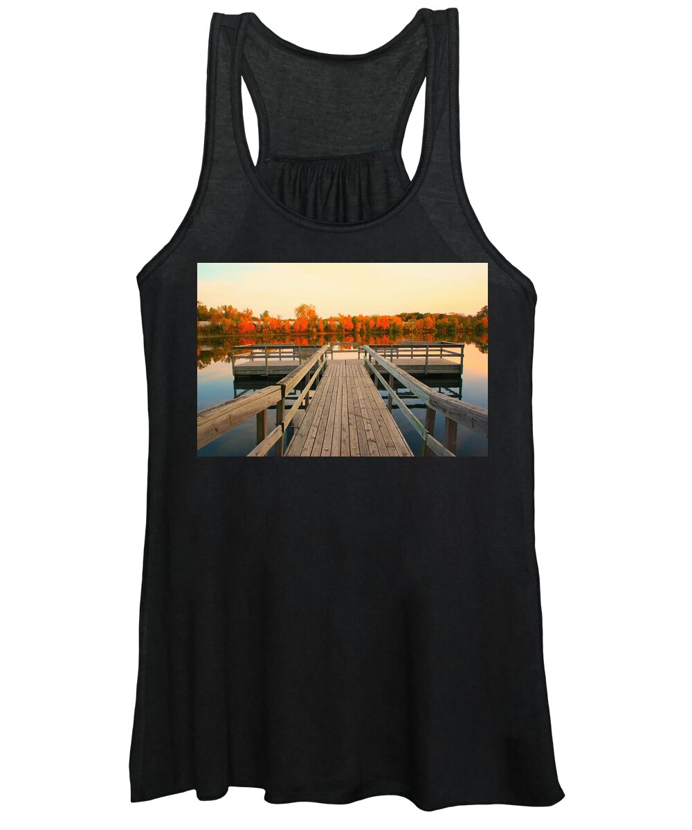 Fall Women's Tank Top featuring the photograph Shady Oak Lake #3 by Amanda Stadther