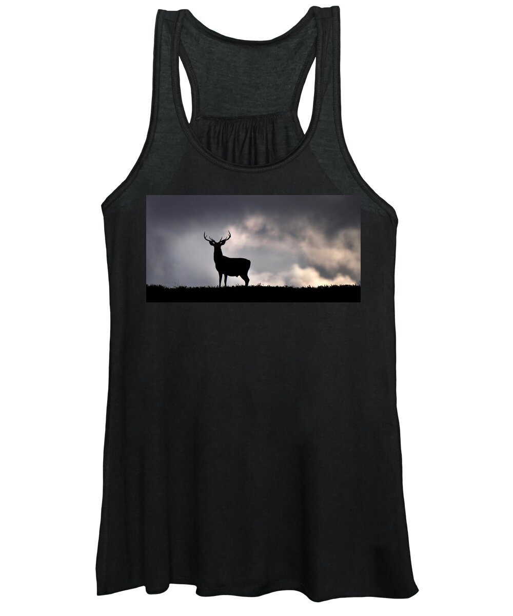 Stag Silhouette Women's Tank Top featuring the photograph Stag Silhouette #4 by Gavin Macrae