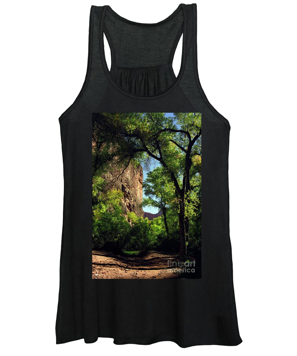 Havasupai Women's Tank Top featuring the photograph A Cool Path by Kathy McClure