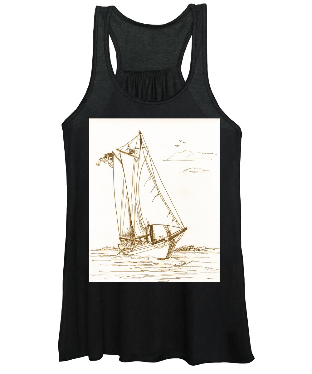 Aj Meerwald Women's Tank Top featuring the drawing A Day On The Bay by Nancy Patterson