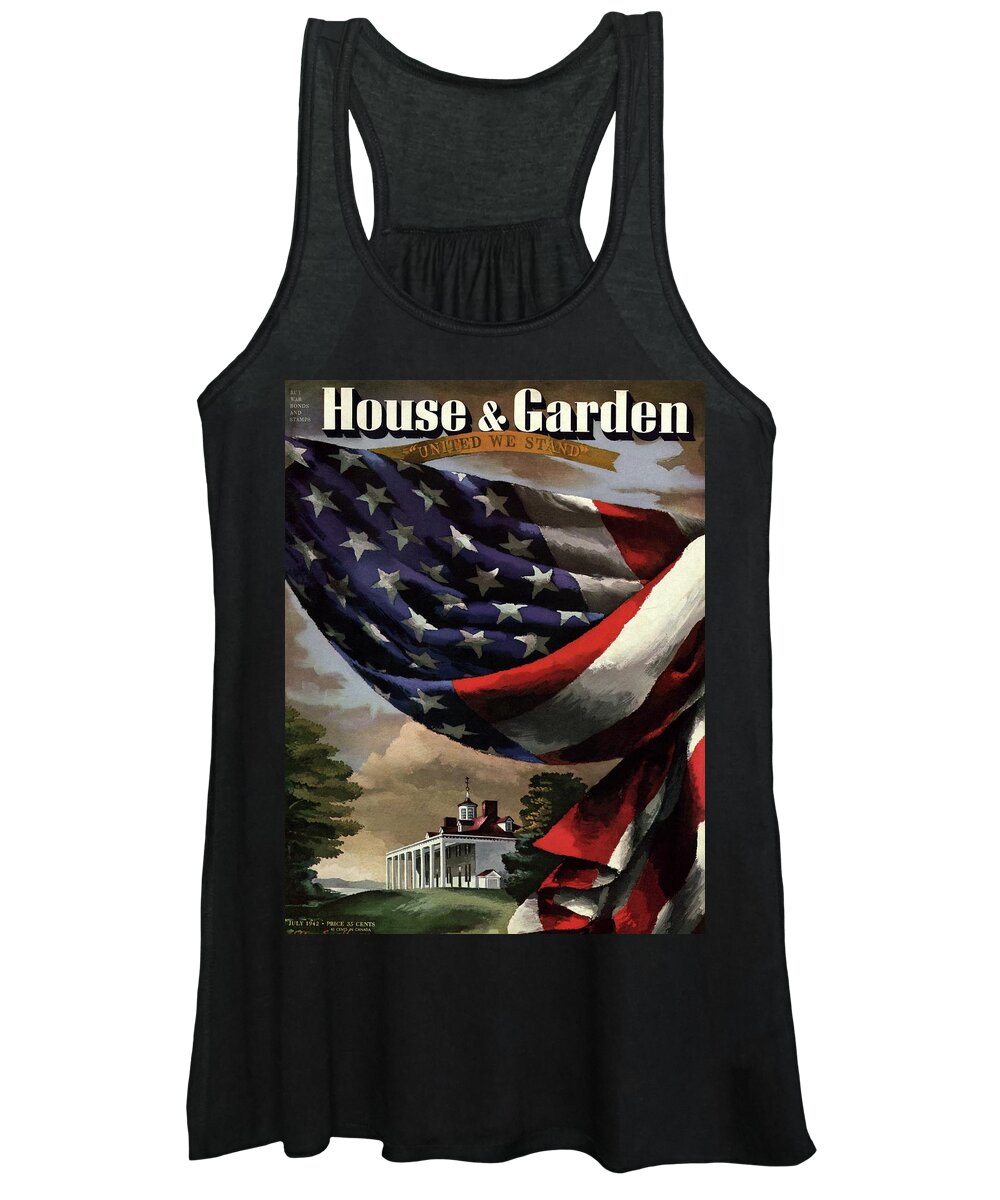 Illustration Women's Tank Top featuring the photograph A House And Garden Cover Of An American Flag by Allen Saalburg