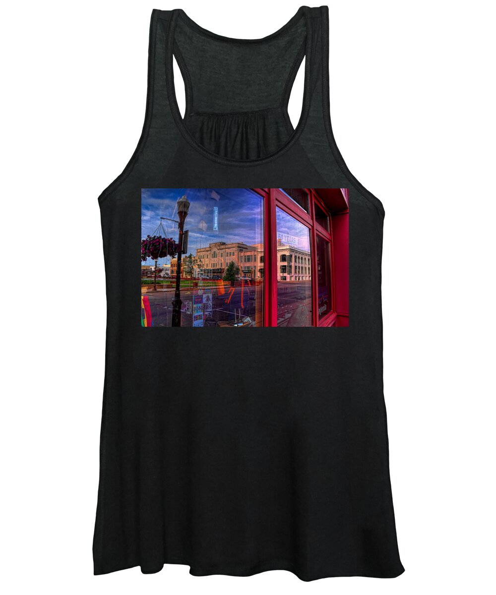 Wausau Women's Tank Top featuring the photograph A Reflection of Wausau's Grand Theater by Dale Kauzlaric