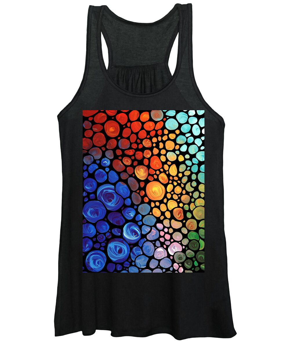 Abstract Women's Tank Top featuring the painting Abstract 1 - Colorful Mosaic Art - Sharon Cummings by Sharon Cummings