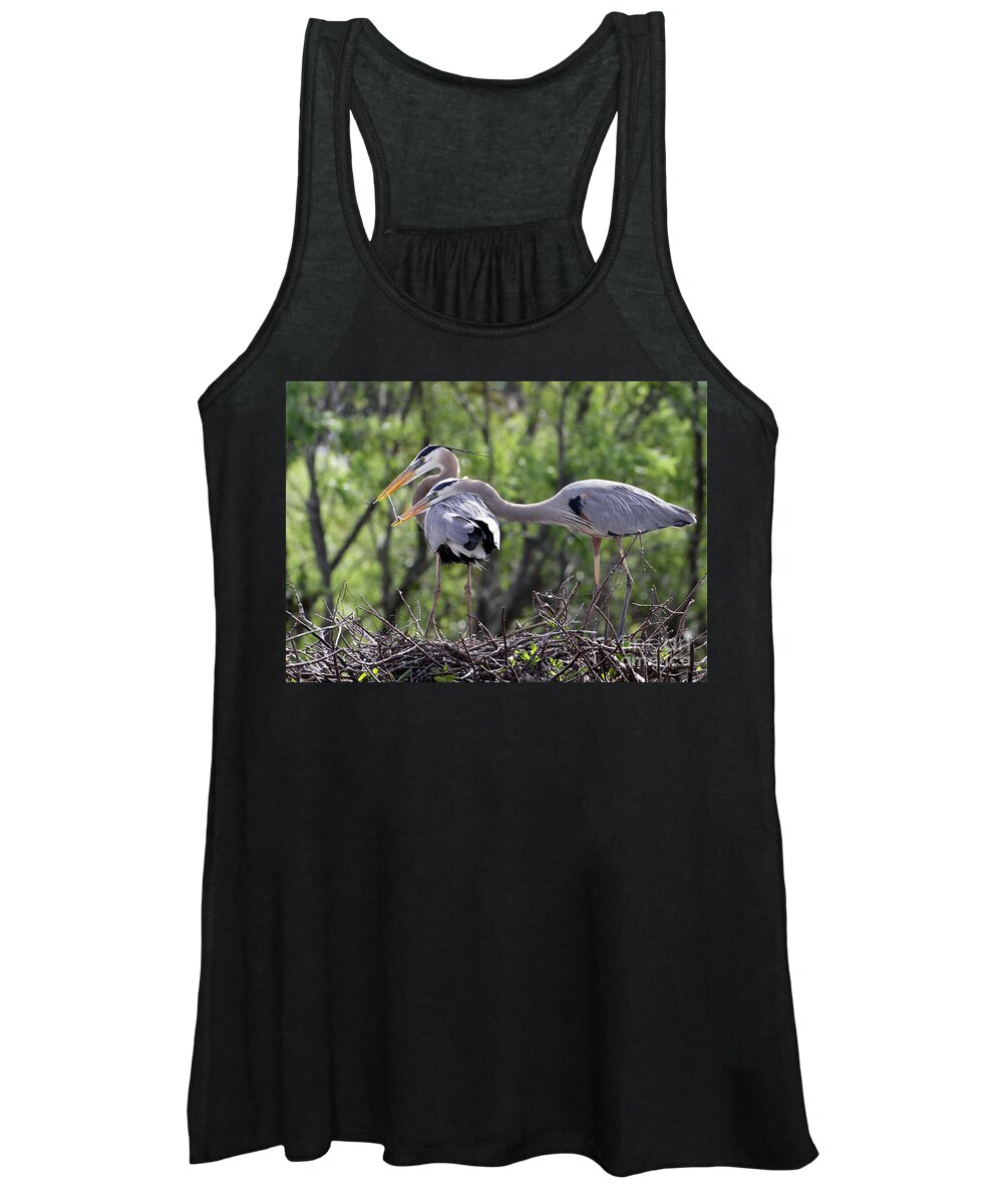Animal Women's Tank Top featuring the photograph Affectionate Great Blue Heron Mates by Sabrina L Ryan