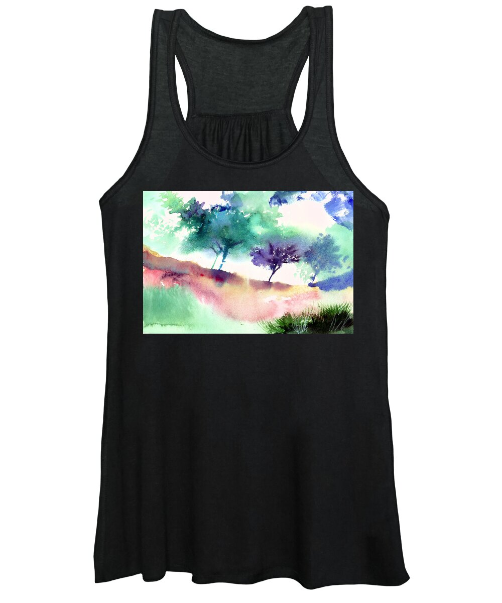 Black Women's Tank Top featuring the painting Against Light 1 by Anil Nene