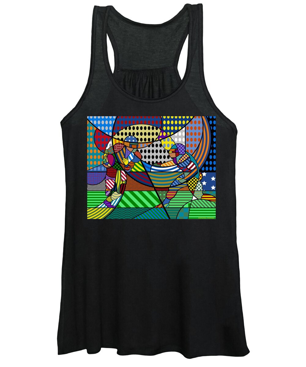Colorful Women's Tank Top featuring the digital art American Football - League Colors by Randall J Henrie