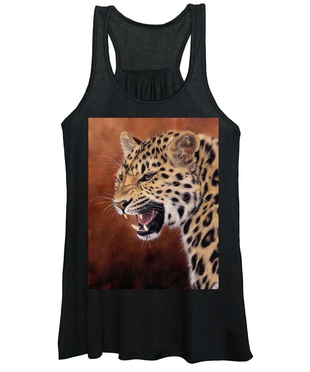 Leopard Women's Tank Top featuring the painting Amur Leopard Painting by Rachel Stribbling