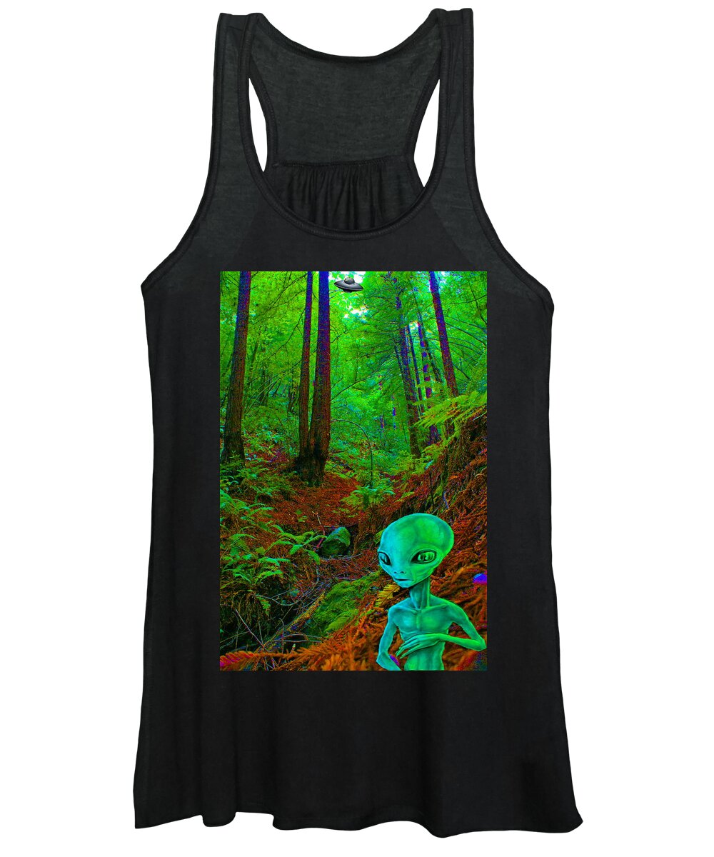 Alien Women's Tank Top featuring the photograph An Alien in a Cosmic Forest of Time by Ben Upham III