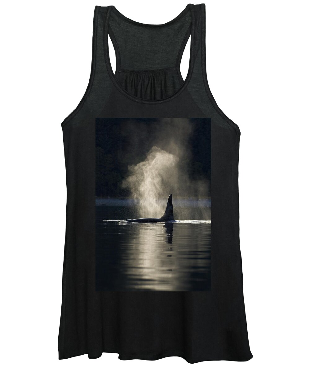 Hyde Women's Tank Top featuring the photograph An Orca Whale Exhales Blows by John Hyde
