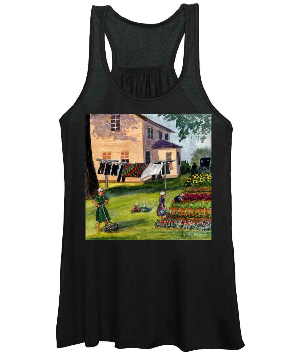 Amish Women's Tank Top featuring the painting Another Way Of Life II by Marilyn Smith