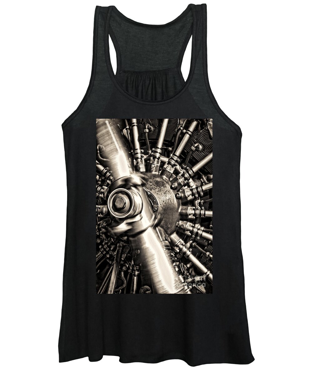 Plane Women's Tank Top featuring the photograph Antique Plane Engine by Olivier Le Queinec