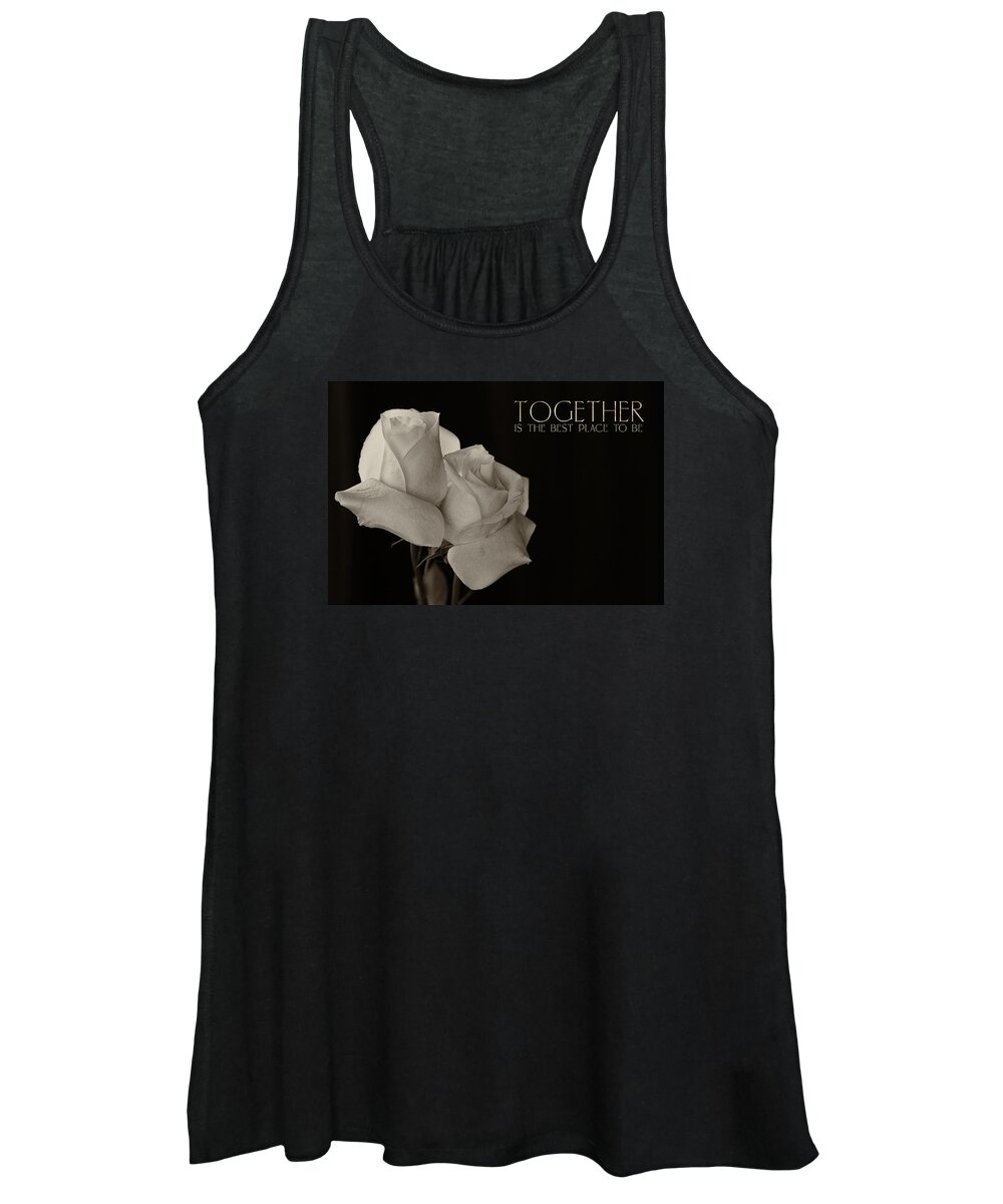 Flower Artwork Women's Tank Top featuring the photograph Antique Roses with Message by Mary Buck
