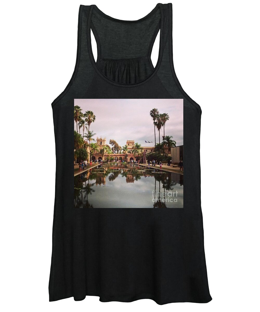 San Diego Women's Tank Top featuring the photograph Arriving San Diego And Reflecting Balboa Park by Denise Railey