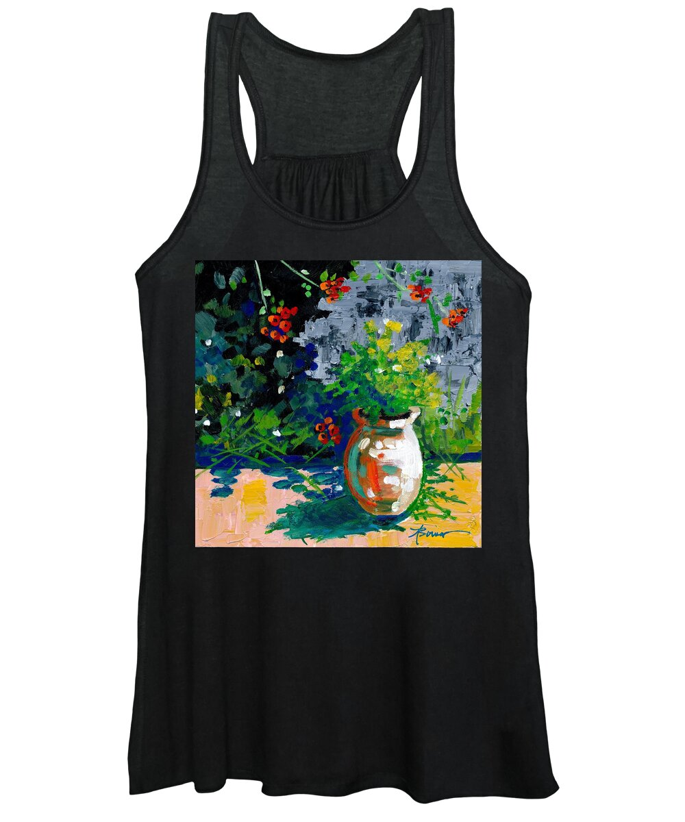 Flowering Vines Women's Tank Top featuring the painting At Tharri Monastery-Rhodes by Adele Bower