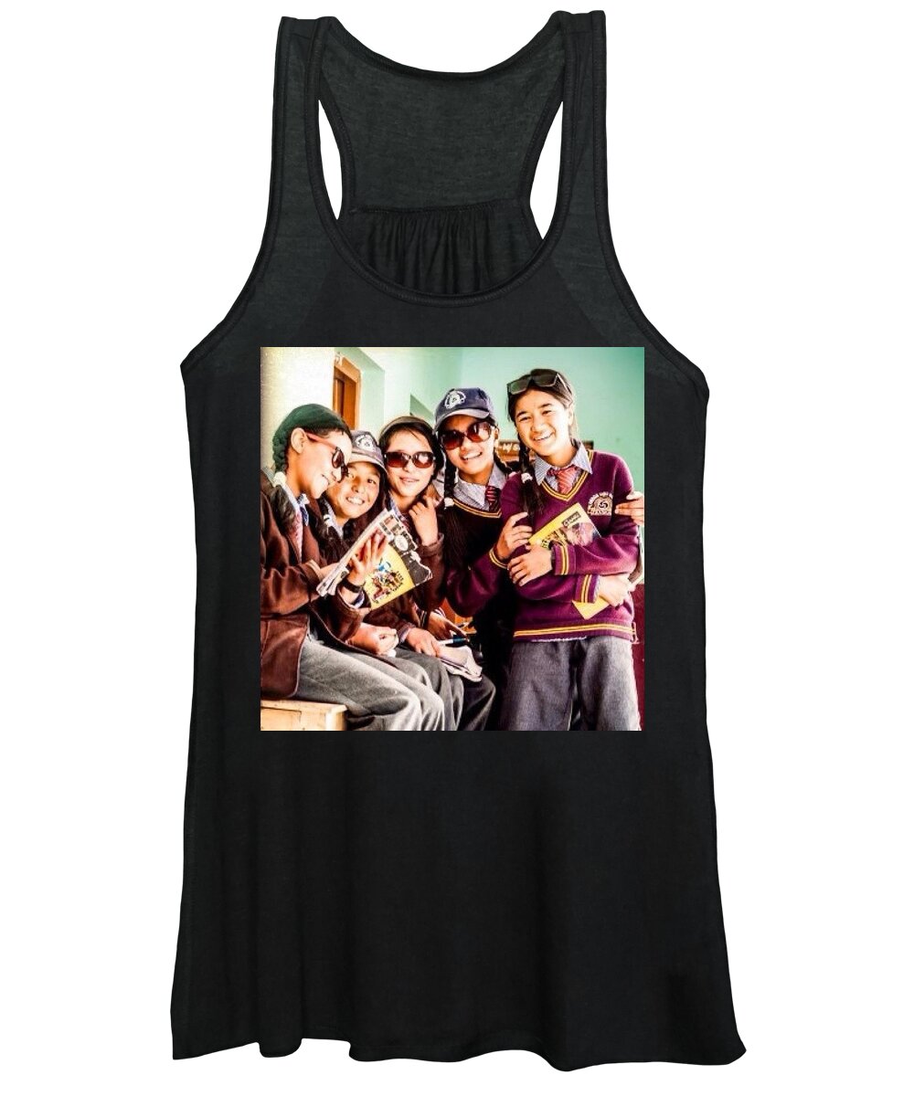 Beautiful Women's Tank Top featuring the photograph At The Local School In Zanskar by Aleck Cartwright