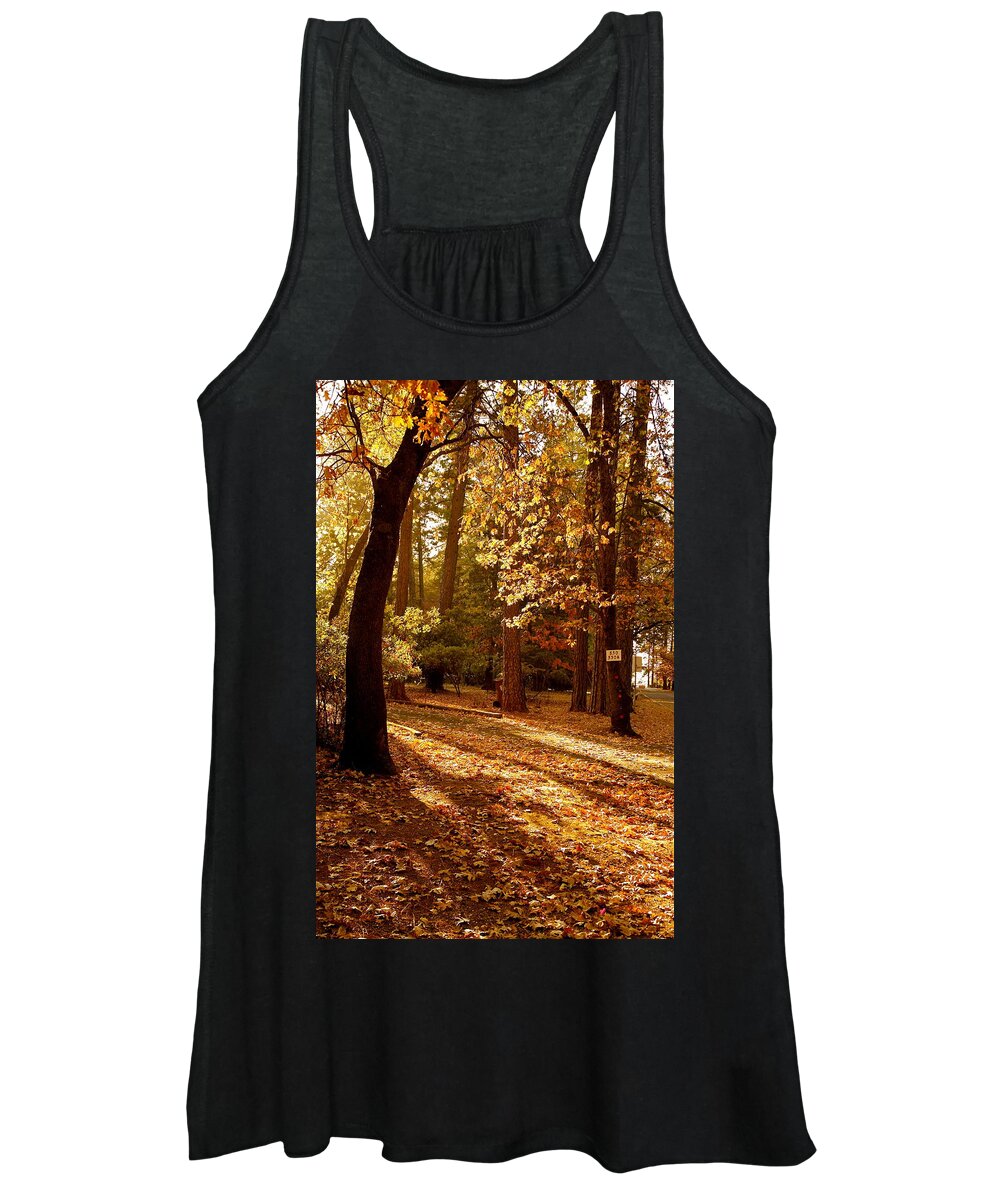 Evening Scenery Women's Tank Top featuring the photograph Autumn Country Lane Evening by Michele Myers
