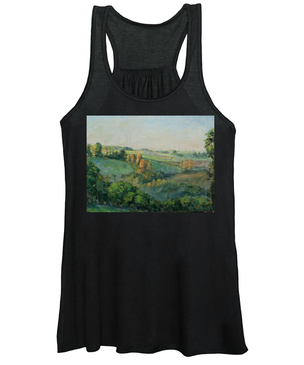 Autumn Women's Tank Top featuring the painting Autumn morning by Marco Busoni