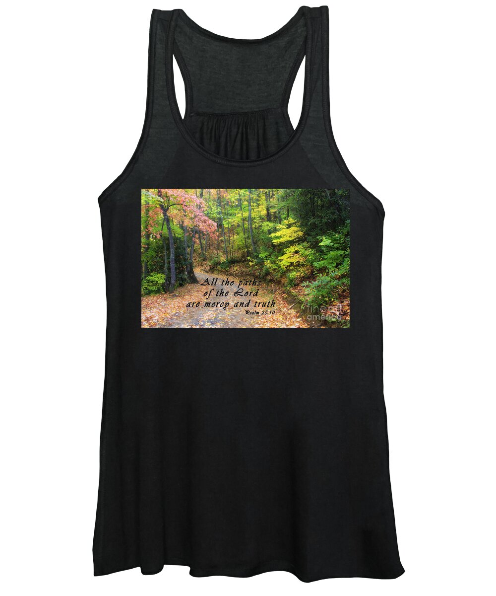 North Women's Tank Top featuring the photograph Autumn Path with Scripture by Jill Lang
