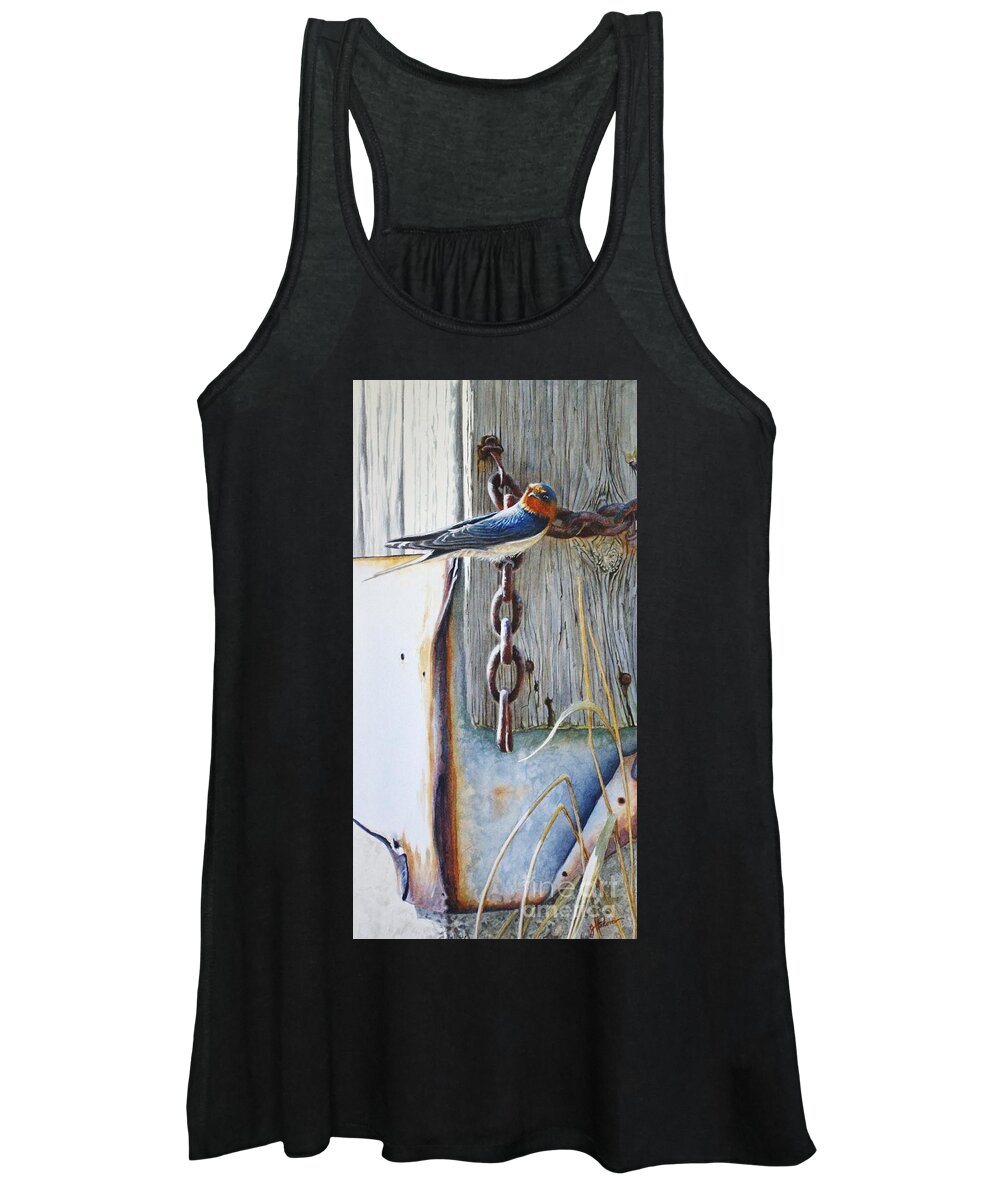 Barn Swallow Women's Tank Top featuring the painting Barn Swallow by Greg and Linda Halom