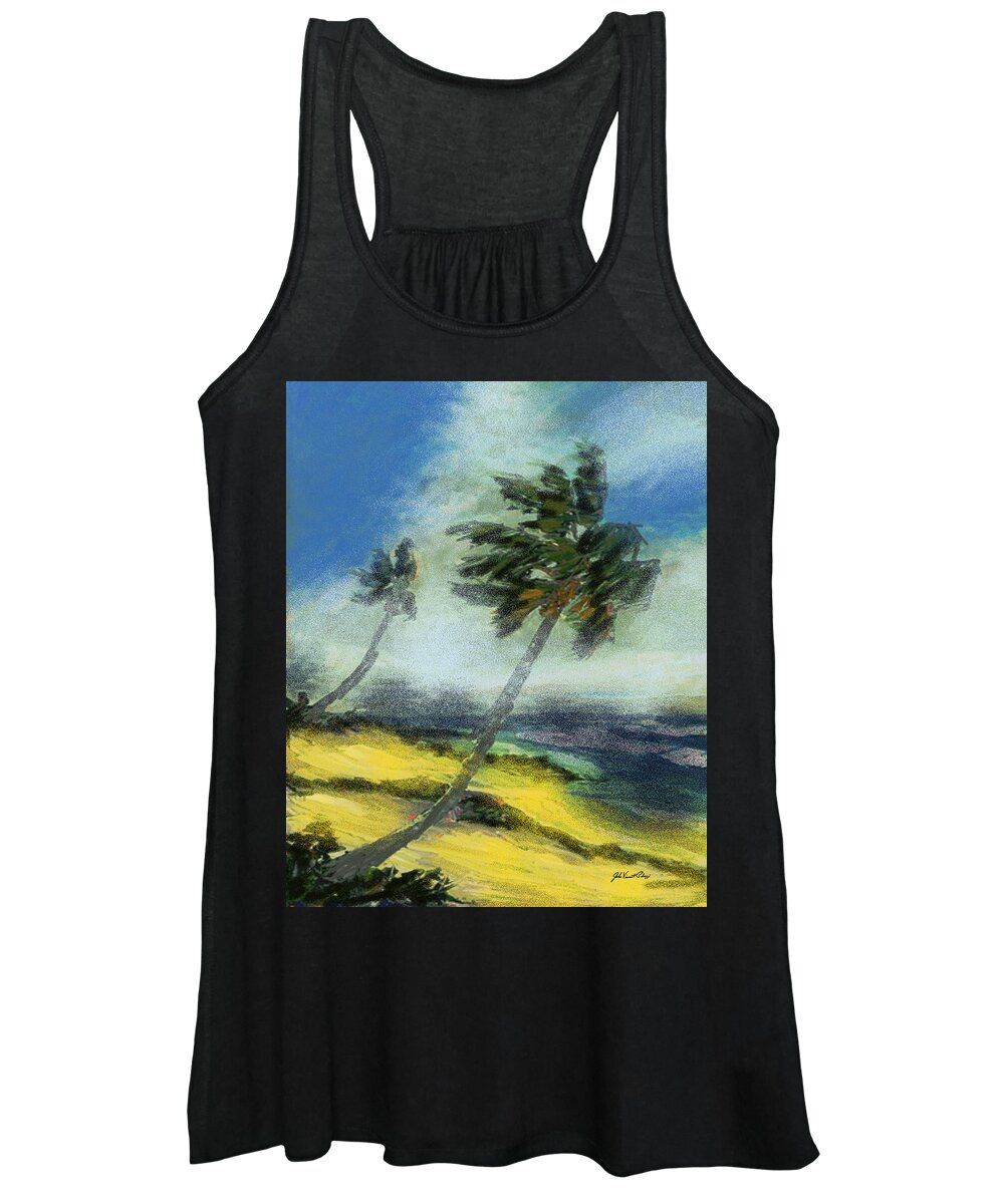 Palozzi Women's Tank Top featuring the digital art Beach Palms by John Vincent Palozzi