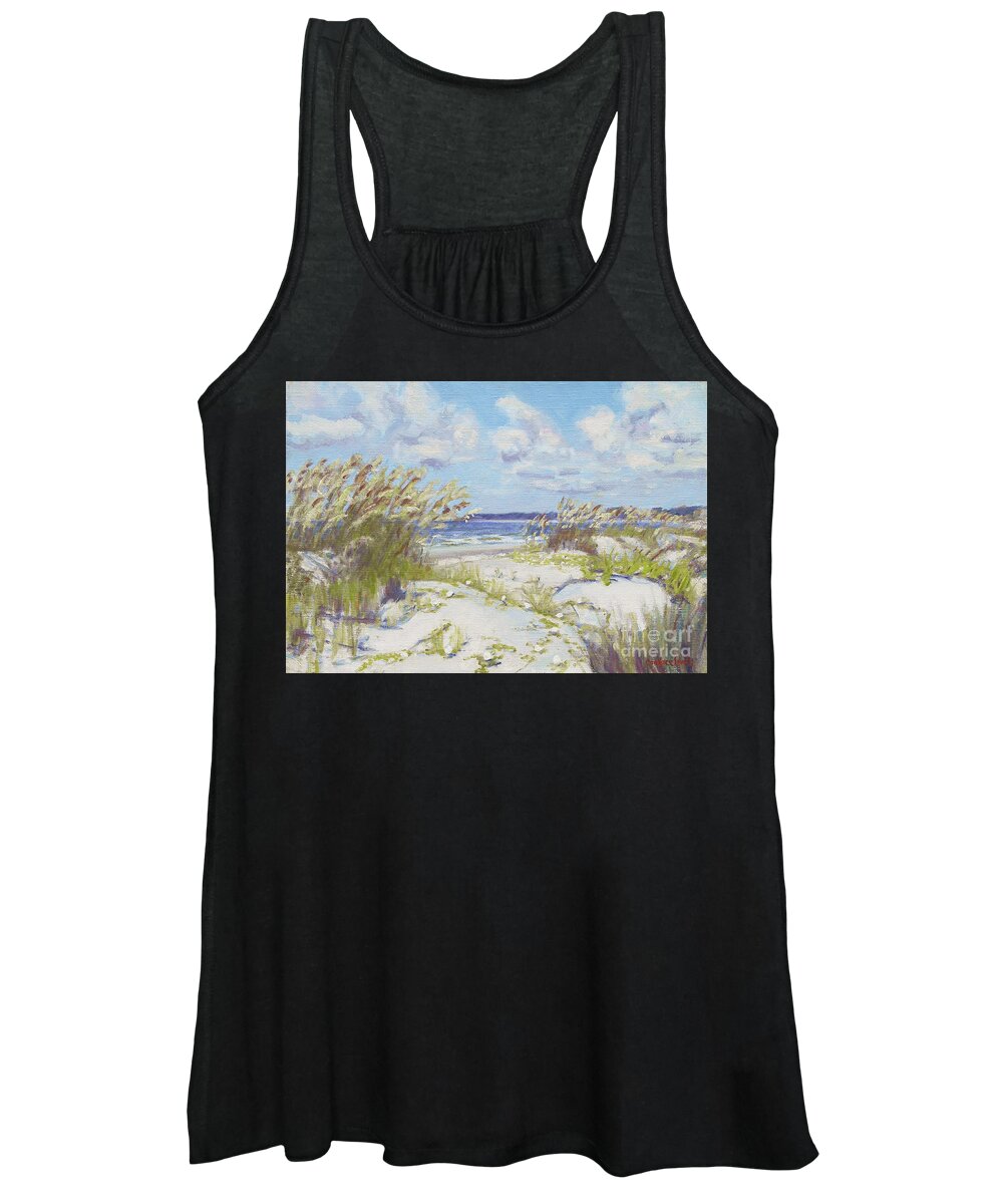 Beach Women's Tank Top featuring the painting Beach Side Sea Oats Port Royal by Candace Lovely