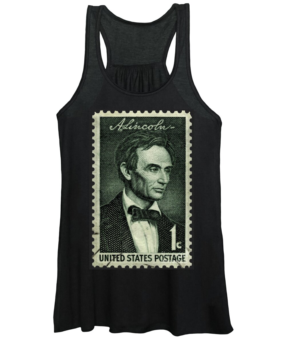 Antebellum Women's Tank Top featuring the photograph Beardless Abraham Lincoln Commemorative Stamp by Phil Cardamone