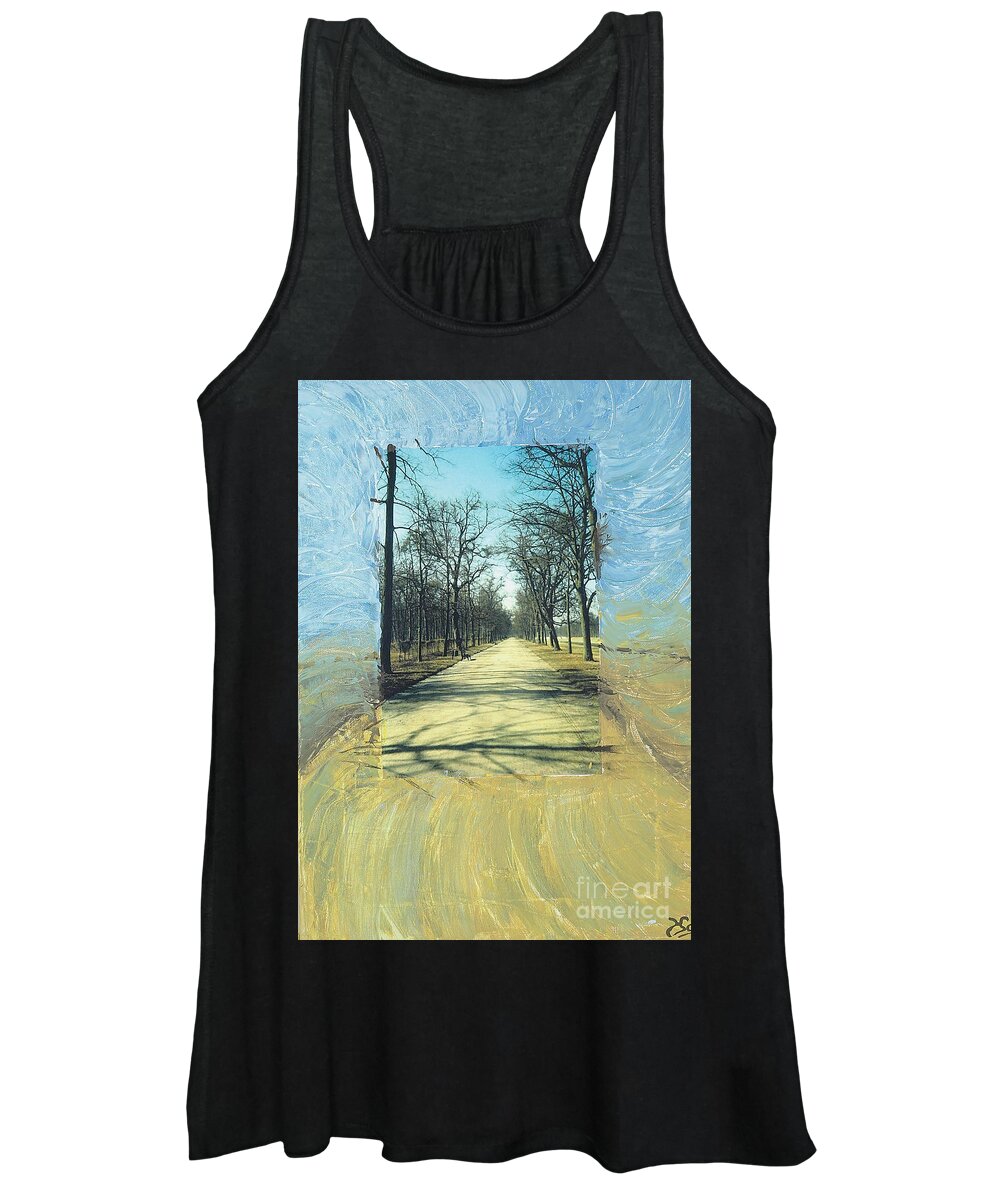 Blue Women's Tank Top featuring the painting Being alone and feeling oneness by Heidi Sieber