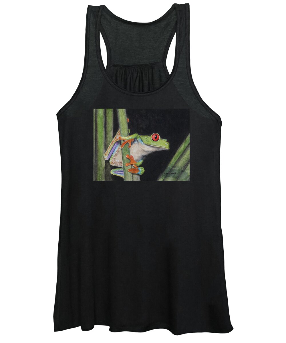 Frog Women's Tank Top featuring the painting Being Green by Jill Ciccone Pike