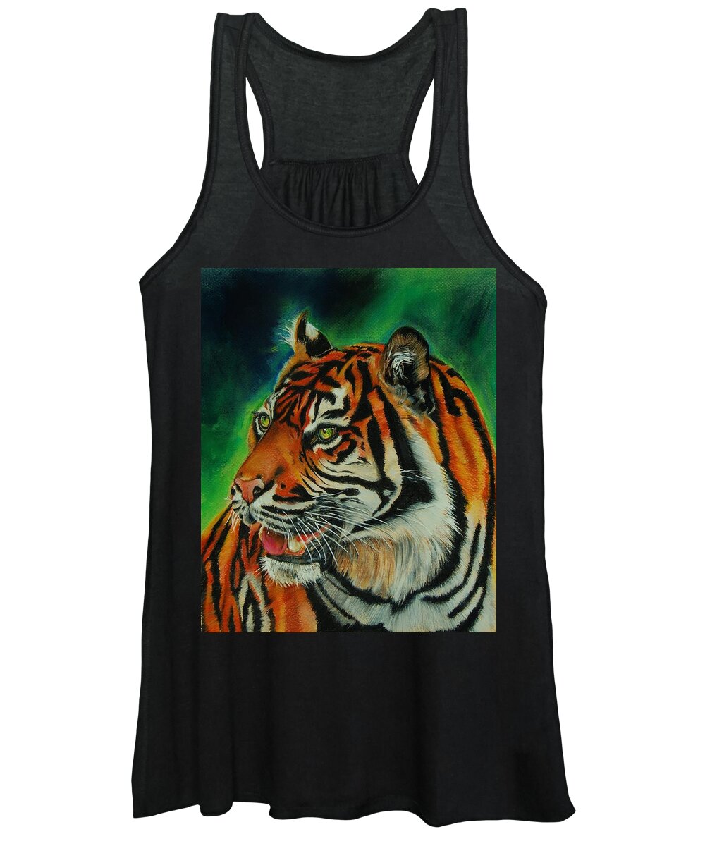 Bengal Tiger Women's Tank Top featuring the pastel Bengal by Jean Cormier