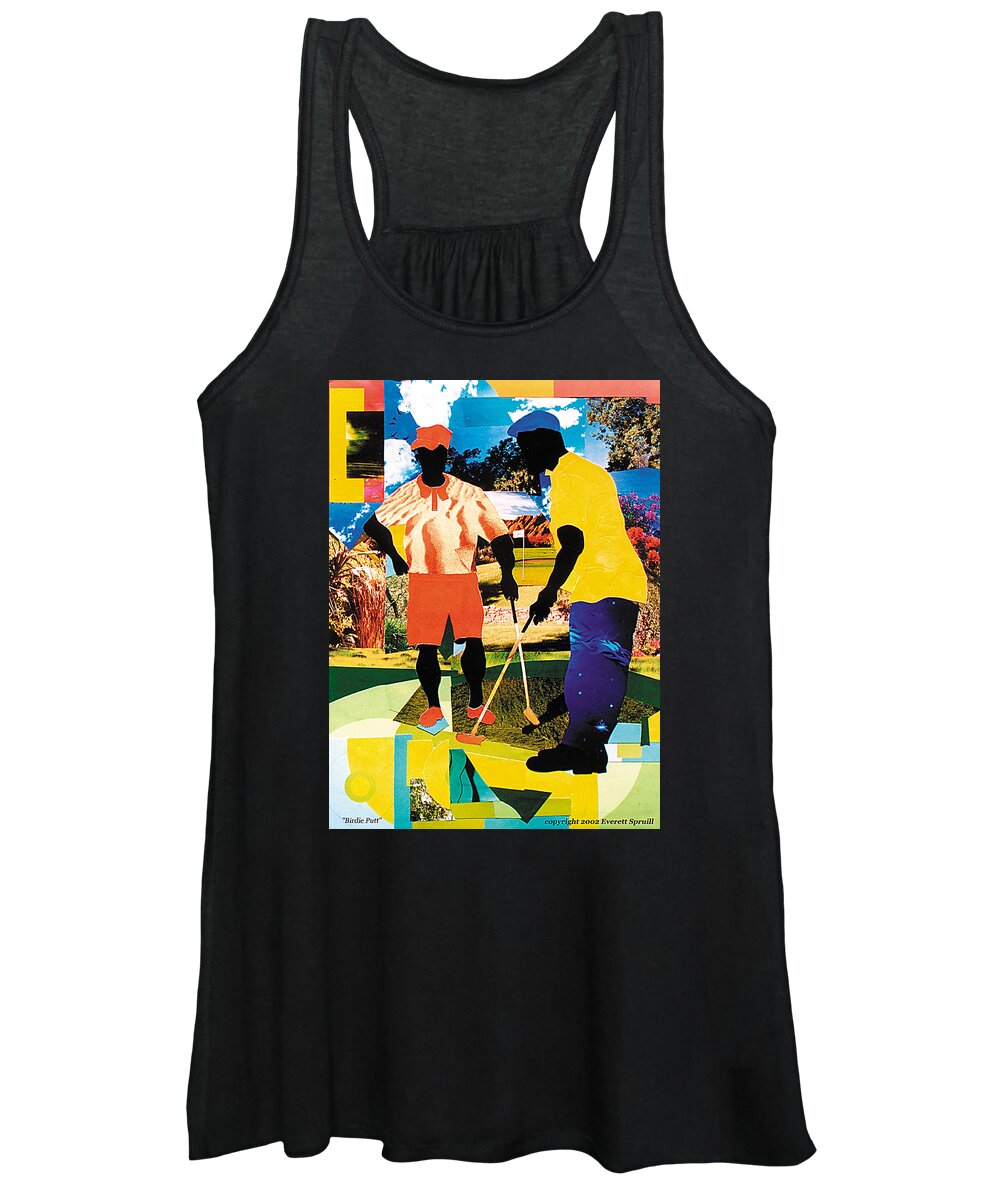 African Mask Women's Tank Top featuring the painting Birdie Putt by Everett Spruill