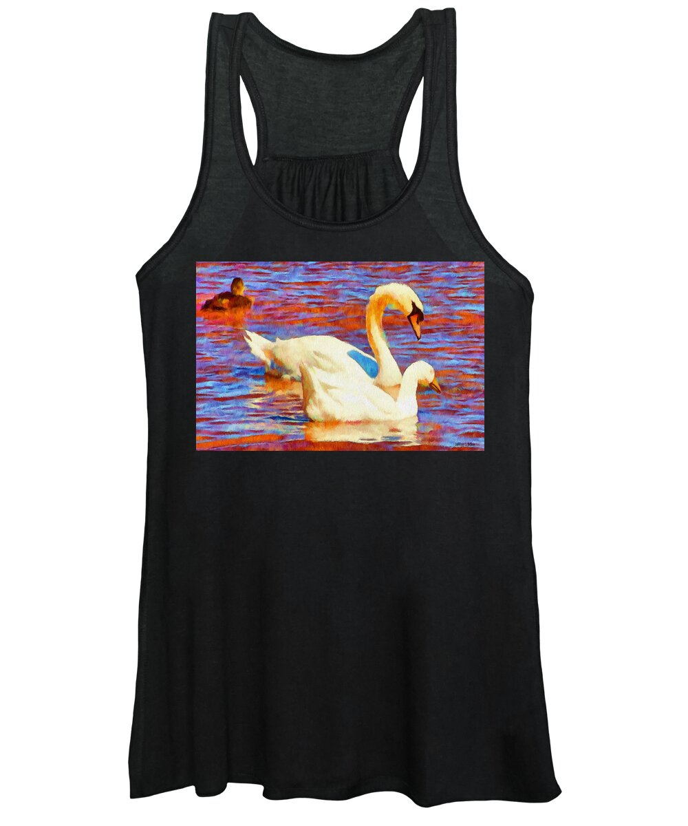 Bird Women's Tank Top featuring the painting Birds on the Lake by Jeffrey Kolker