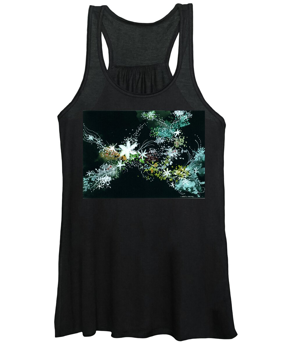Black Women's Tank Top featuring the painting Black N White by Anil Nene
