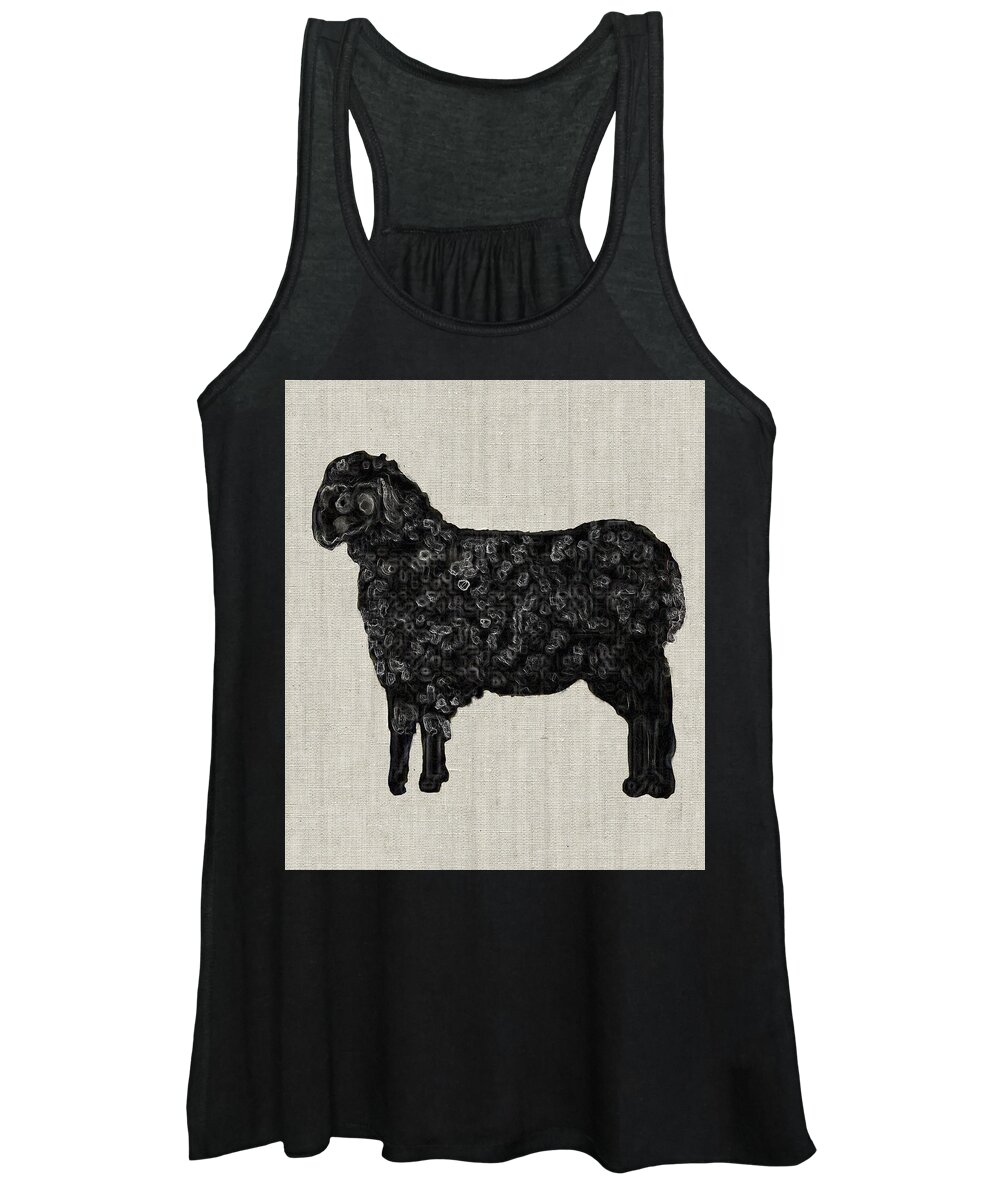 Sheep Women's Tank Top featuring the painting Black Sheep by Portraits By NC