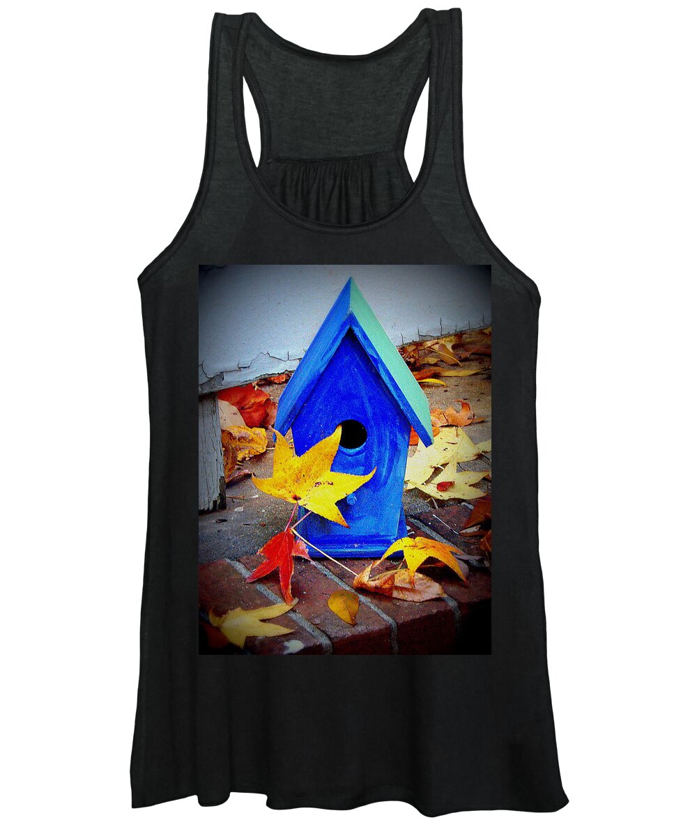 Bird House Women's Tank Top featuring the photograph Blue Bird House by Rodney Lee Williams