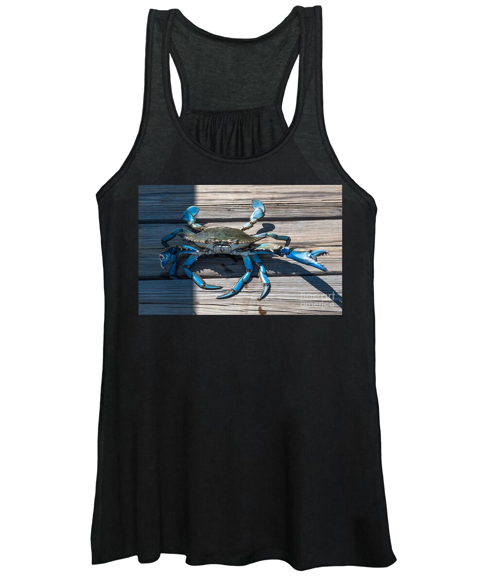 Blue Crab Women's Tank Top featuring the photograph Blue Crab Pincher by Dale Powell