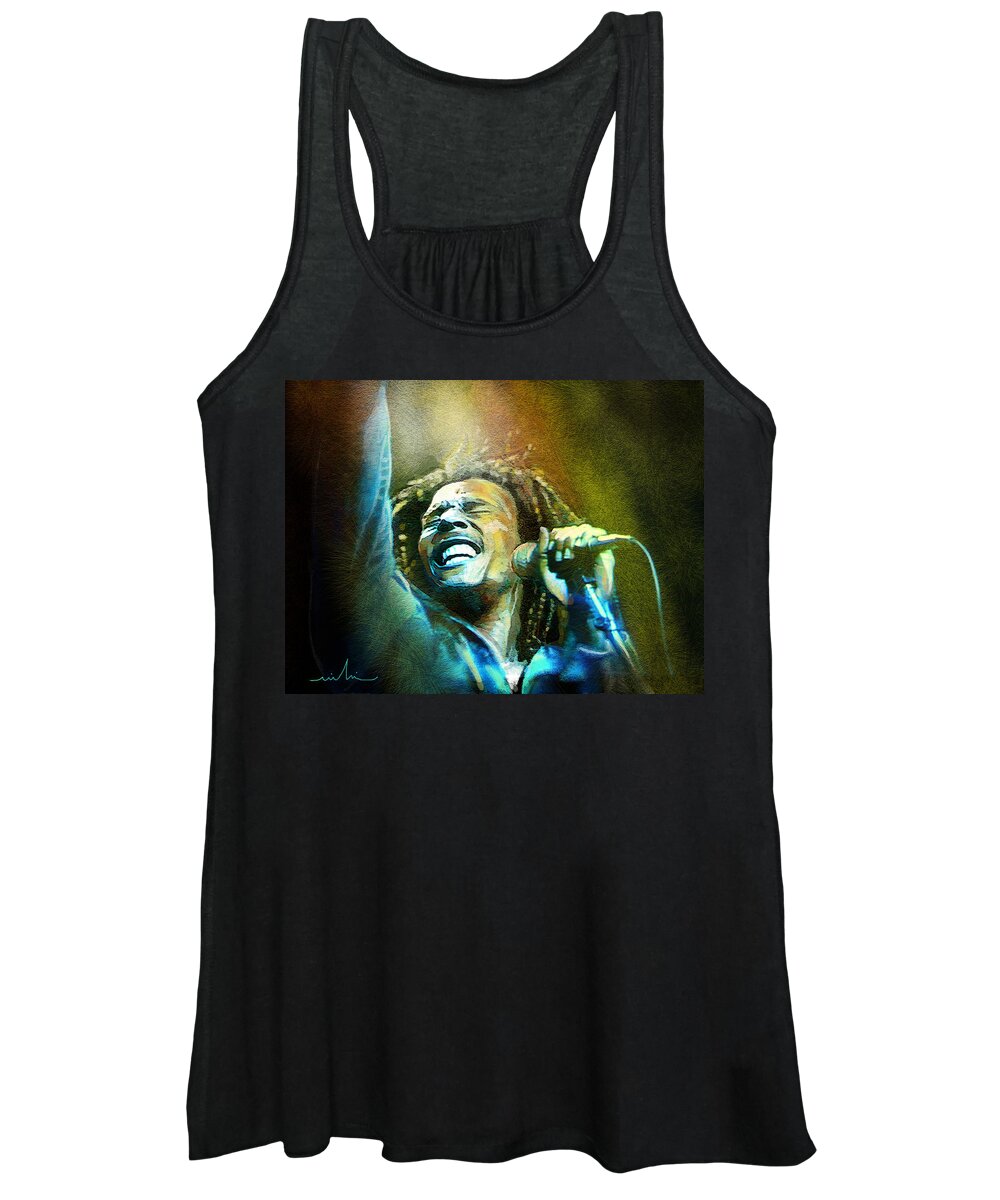 Bob Women's Tank Top featuring the painting Bob Marley 06 by Miki De Goodaboom