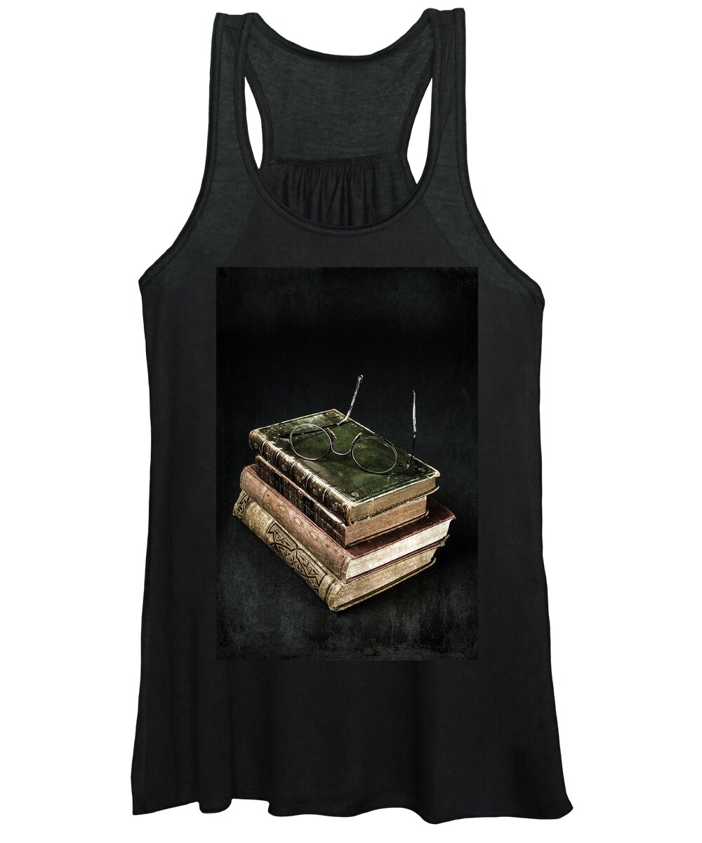 Book Women's Tank Top featuring the photograph Books With Glasses by Joana Kruse