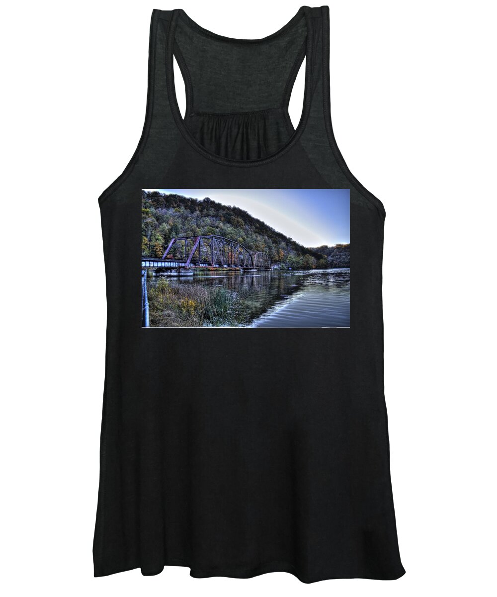 River Women's Tank Top featuring the photograph Bridge on a Lake by Jonny D