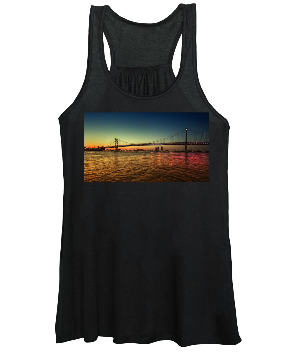 Landscape Women's Tank Top featuring the photograph Bridged Glow by Rob Dietrich