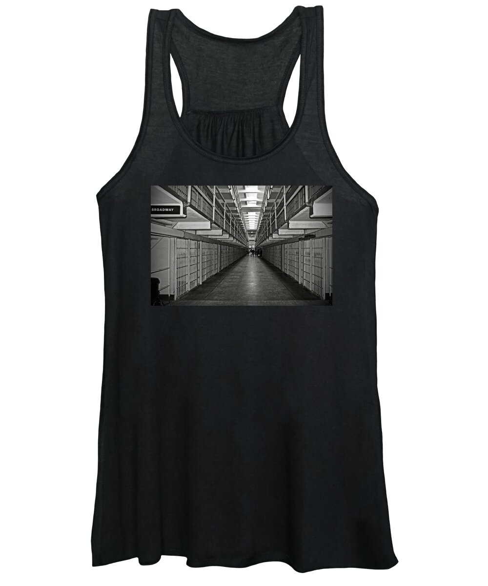 Cell Women's Tank Top featuring the photograph Broadway walkway in Alcatraz prison by RicardMN Photography