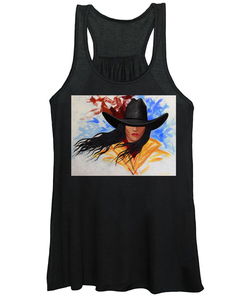 Cowgirl Women's Tank Top featuring the painting Brushstroke Cowgirl #3 by Lance Headlee