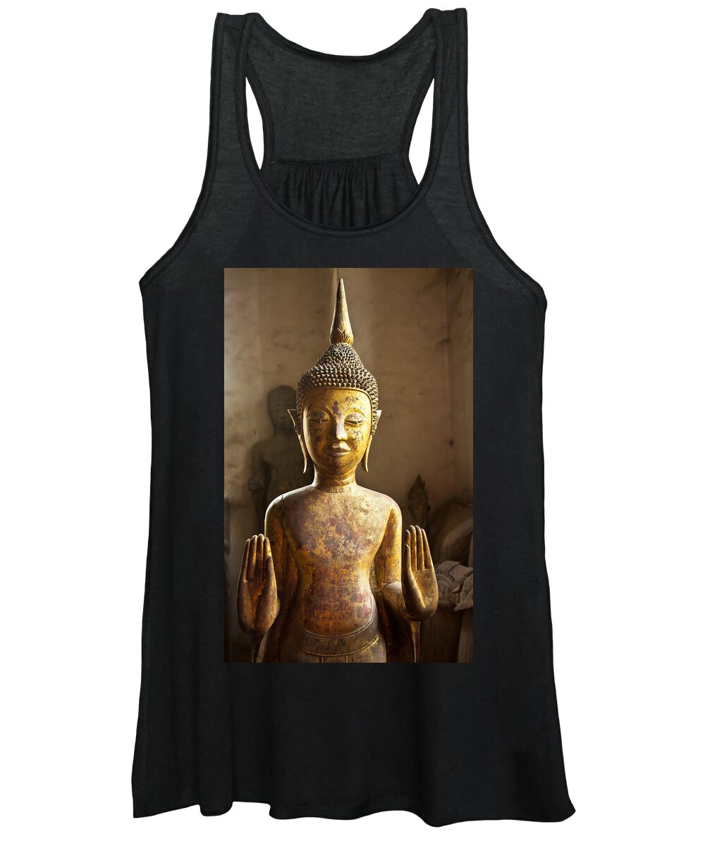 Buddha Women's Tank Top featuring the photograph Buddhist Statues G - Photograph by Jo Ann Tomaselli by Jo Ann Tomaselli