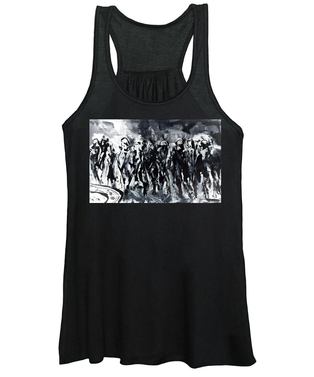Horse Racing Women's Tank Top featuring the painting Chaos Curve by John Gholson