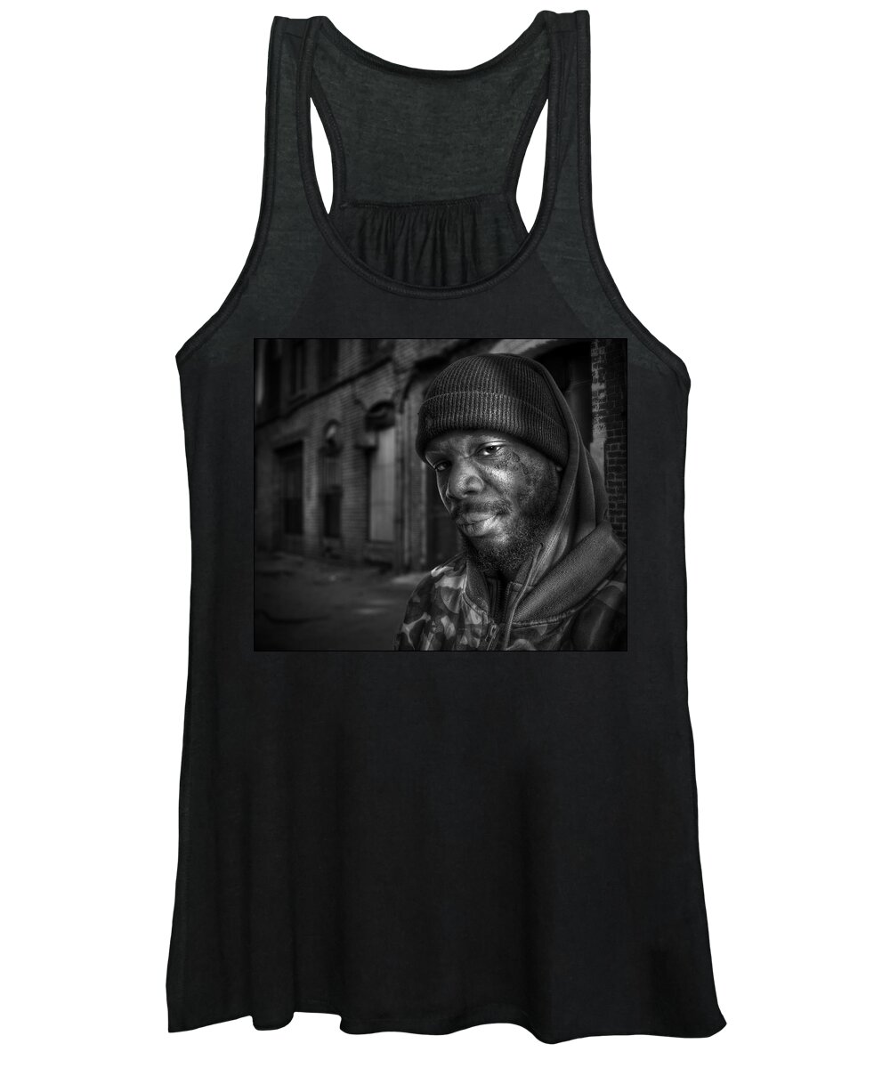Composite Women's Tank Top featuring the photograph Chris BW by Rick Mosher