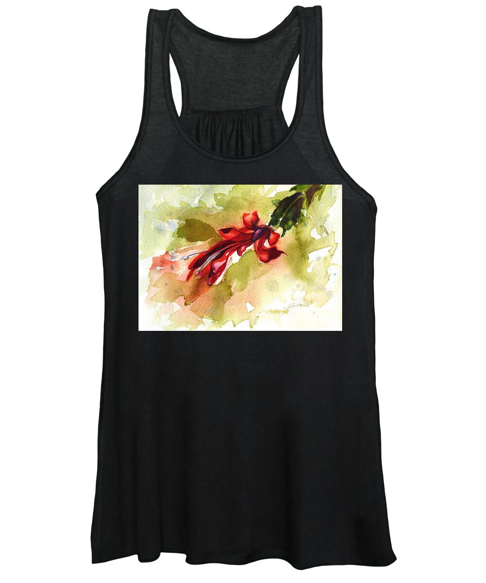 Christmas Women's Tank Top featuring the painting Christmas cactus 2014 by Julianne Felton